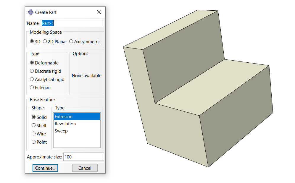 Create a simple part in Abaqus t