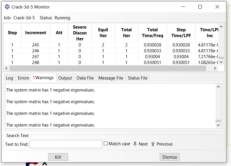 Warning Signs in Abaqus simulation