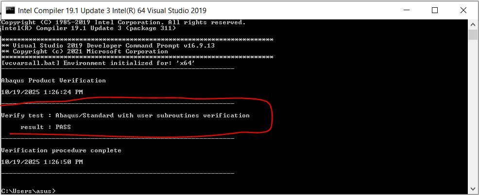 Verify Abaqus Linked to Fortran
