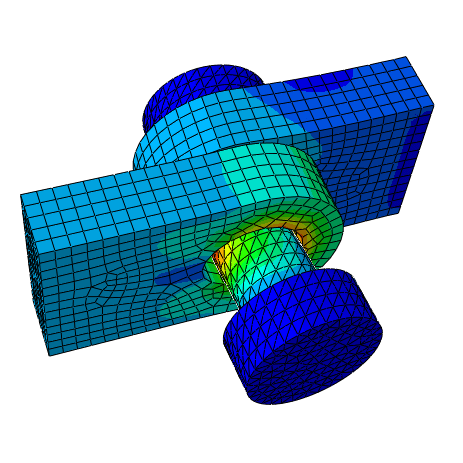 Screenshot from the PDF tutorial showing a step-by-step guide for setting up contact analysis in Abaqus/CAE
