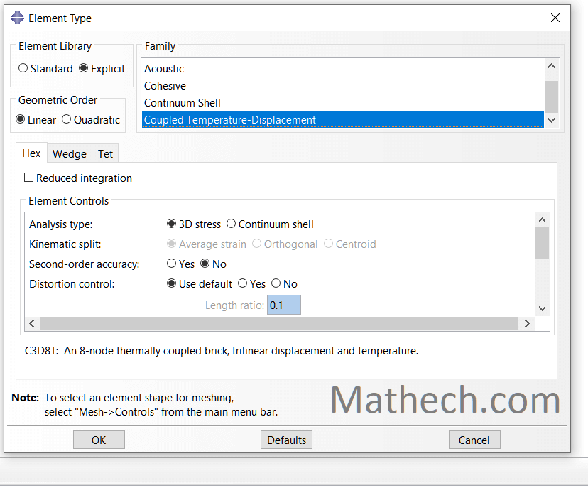 Coupled Temperature–Displacement element