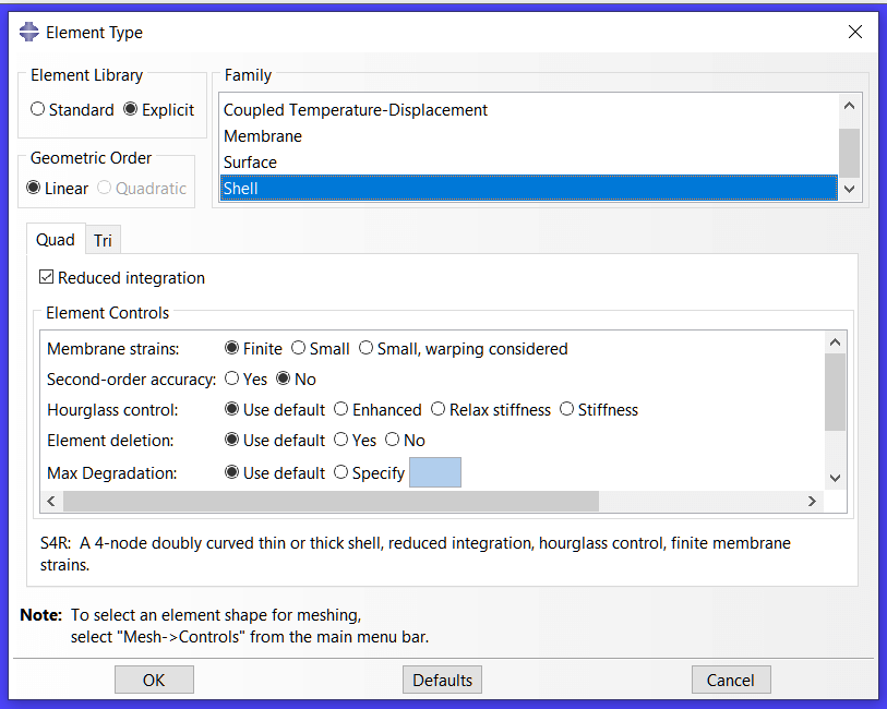 Shell Element in Abaqus