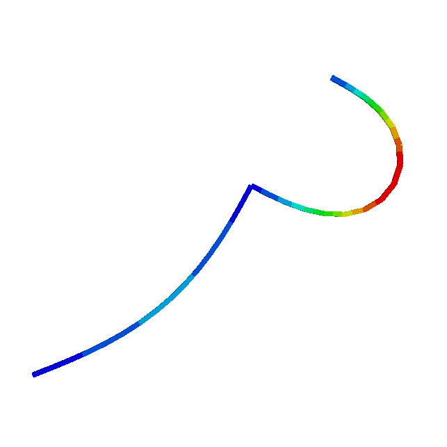 Abaqus nonlinear buckling results visualization showing deformed geometry and von Mises stress distribution for two perpendicular beams under critical load conditions