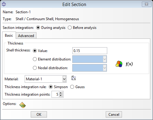 Editing shell section thickness and properties in Abaqus Section Manager
