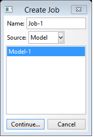 Creating a new analysis job in Abaqus for the contact simulation