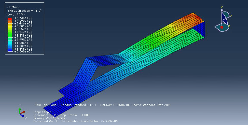 Displaying contour results on the deformed shape in Abaqus Visualization module
