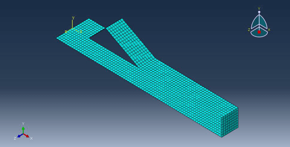 Generated finite element mesh for the two-plate contact model in Abaqus