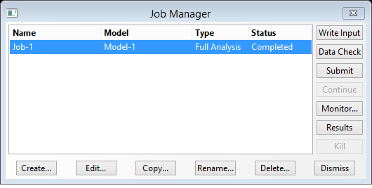 Submitting and monitoring the Abaqus analysis in the Job Manager