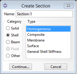 Creating a homogeneous shell section in Abaqus for plate contact analysis
