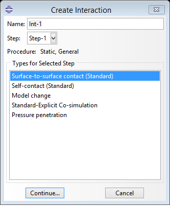 Defining surface-to-surface contact interaction between two plates in Abaqus