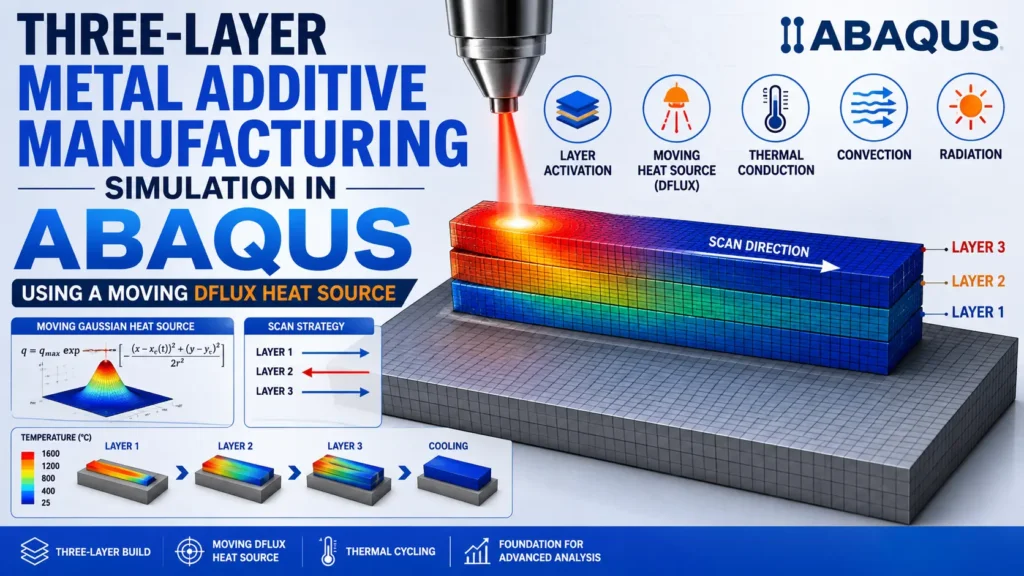 Abaqus FEA model of three-layer metal additive manufacturing with a moving heat source
