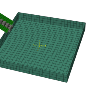 Geometry of eight cylindrical storage tanks prepared for drop impact simulation in Abaqus/Explicit.