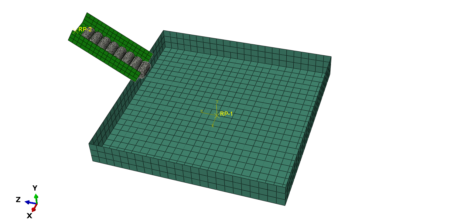 Geometry of eight cylindrical storage tanks prepared for drop impact simulation in Abaqus/Explicit.