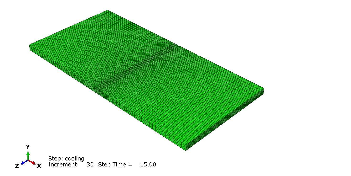 Mesh for finite element analysis of laser welding using the CIN model in Abaqus