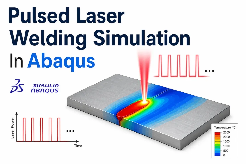 Pulsed laser welding simulation in Abaqus showing heat input and thermal modeling