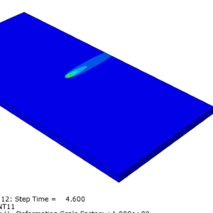 Temperature contour of laser welding simulation in Abaqus using the CIN model