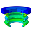 Von Mises stress distribution in rubber seal during solid plate impact in Abaqus